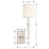 Crystorama Paxton 1 Light Polished Nickel Sconce
