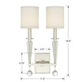 Crystorama Paxton 2 Light Polished Nickel Sconce
