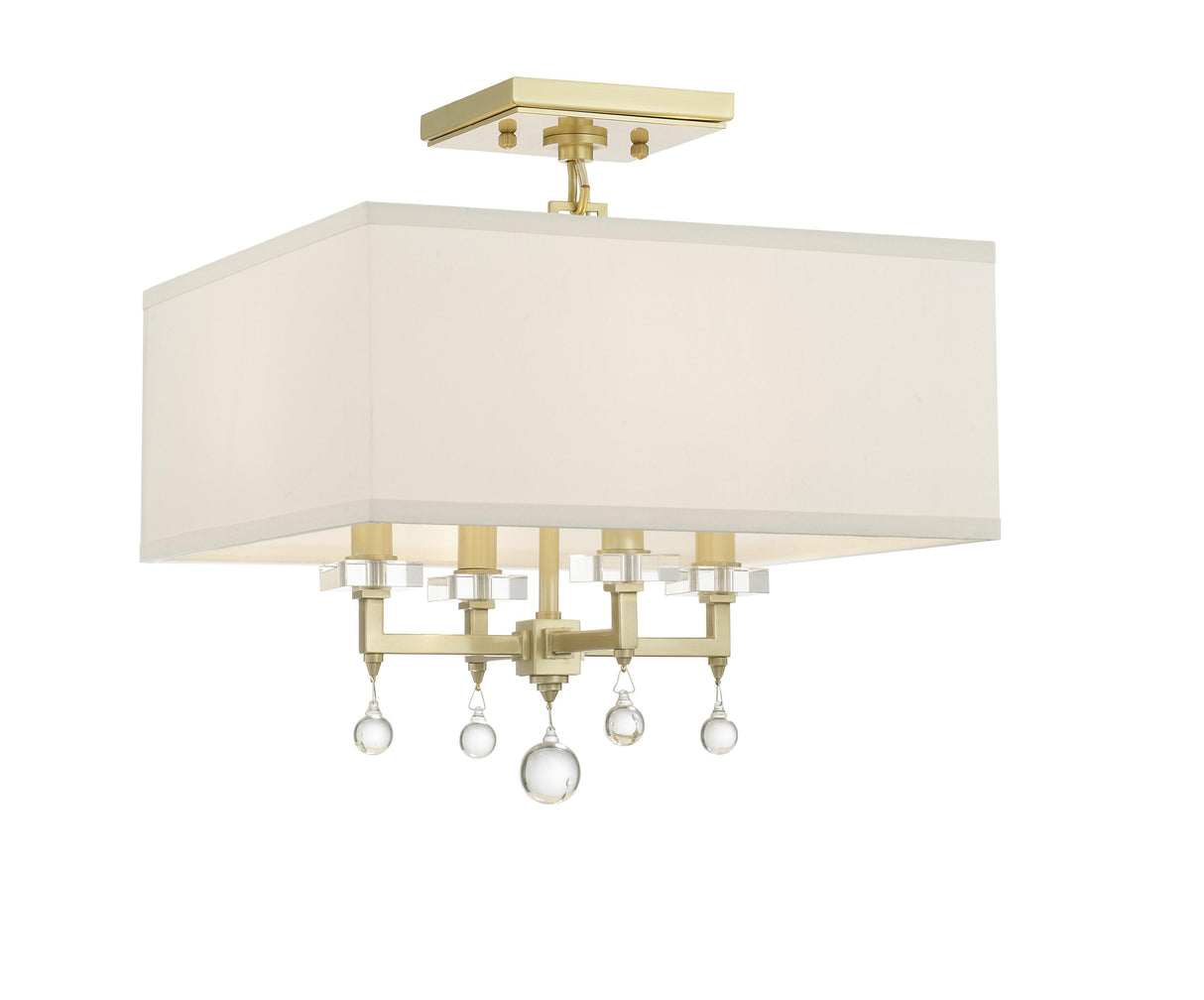 Crystorama Paxton 4 Light Aged Brass Semi Flush Mount