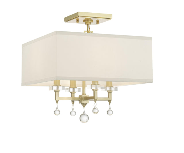 Crystorama Paxton 4 Light Aged Brass Semi Flush Mount