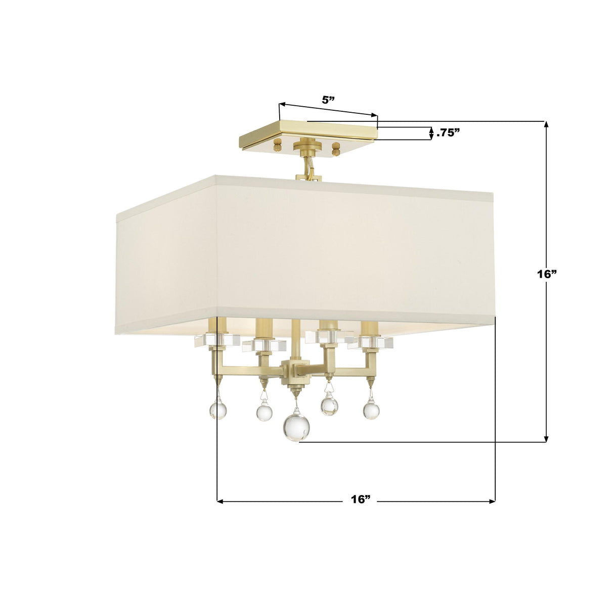 Crystorama Paxton 4 Light Aged Brass Semi Flush Mount