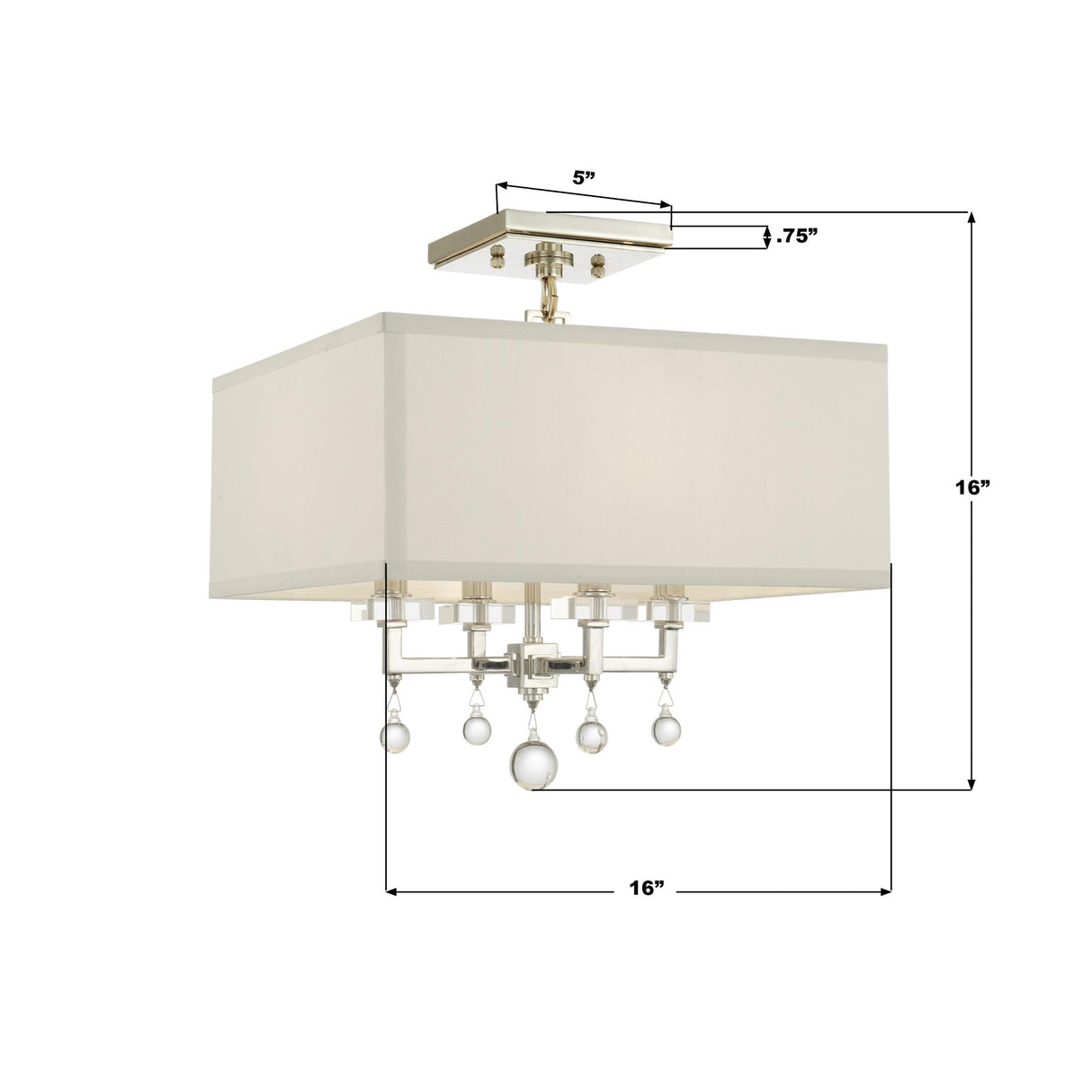 Crystorama Paxton 4 Light Polished Nickel Semi Flush Mount