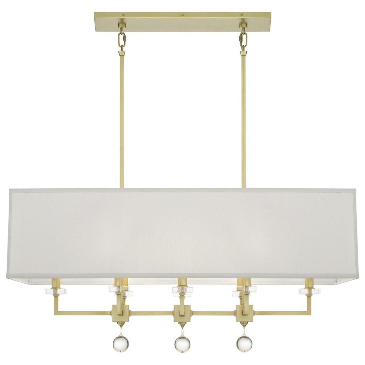 Crystorama Paxton 8 Light Aged Brass Linear Chandelier