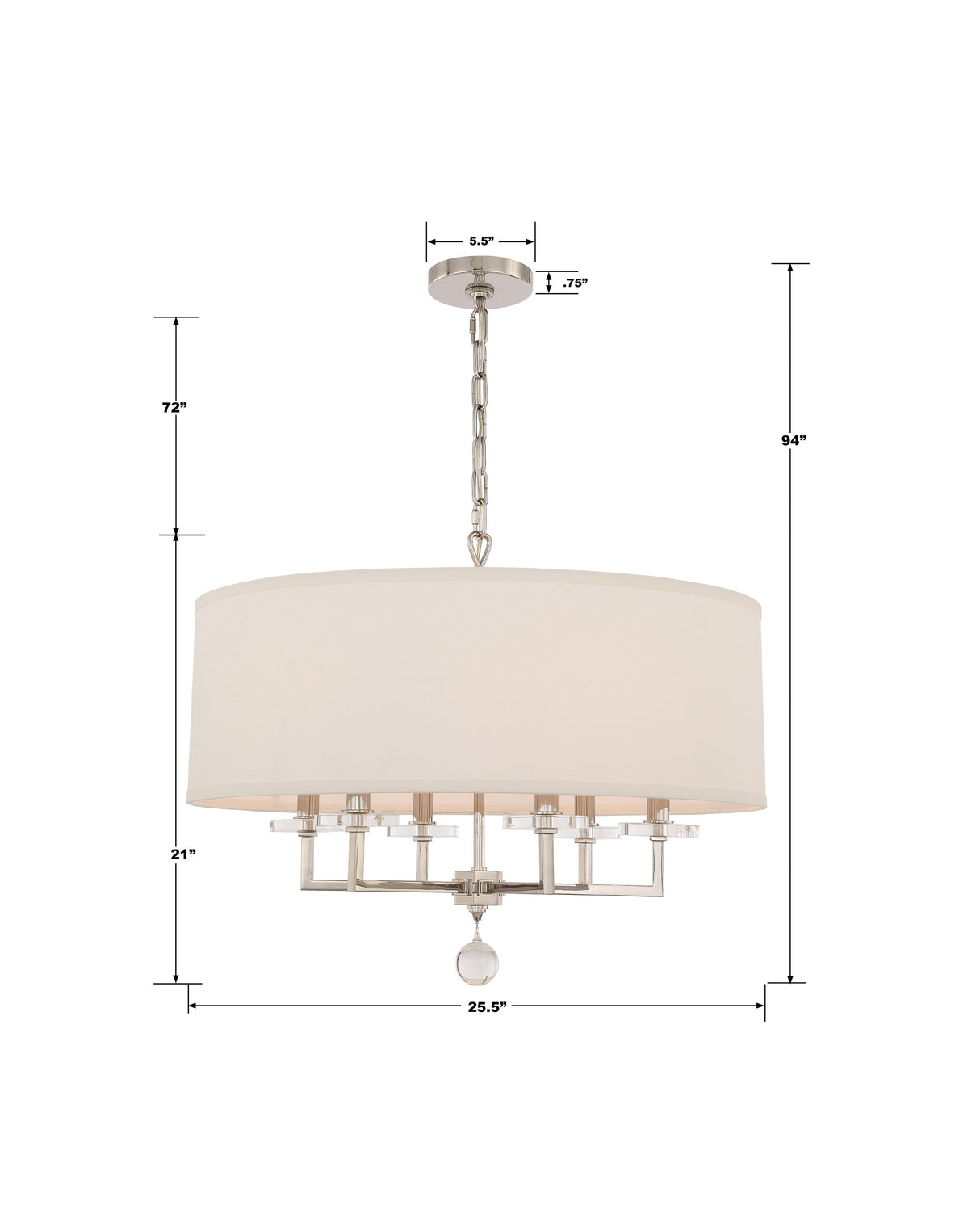 Crystorama Paxton 6 Light Polished Nickel Chandelier