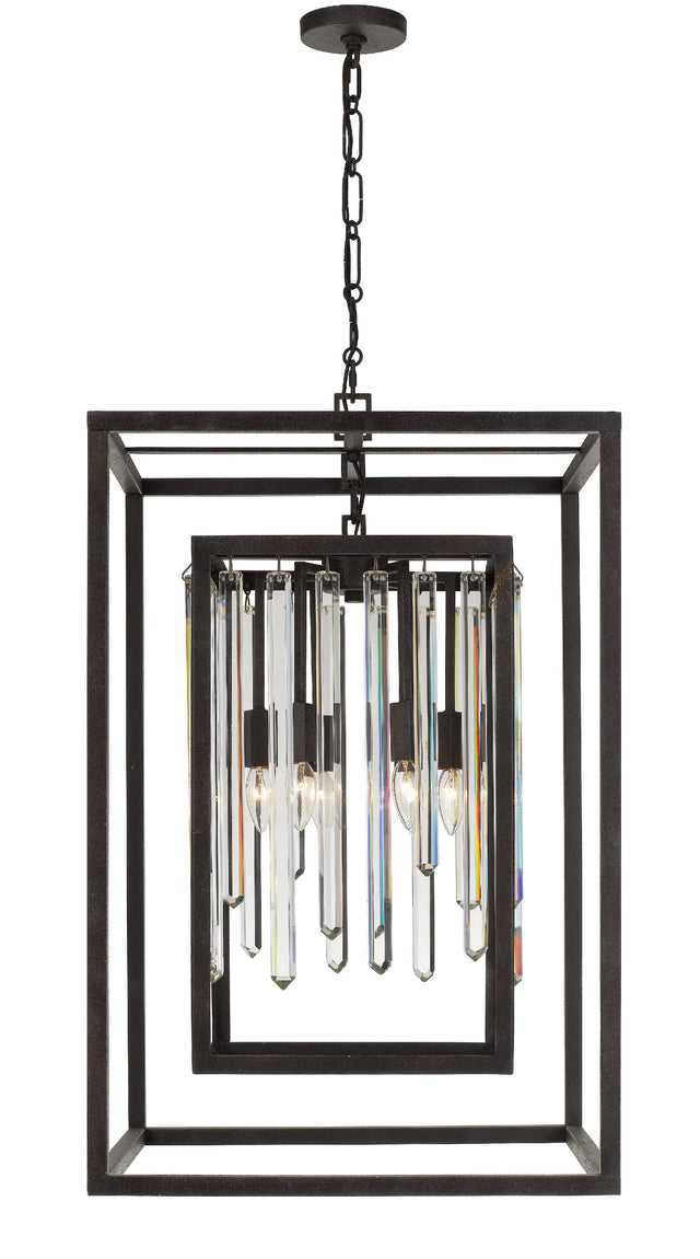Crystorama Hollis 6 Light Forged Bronze Lantern Chandelier