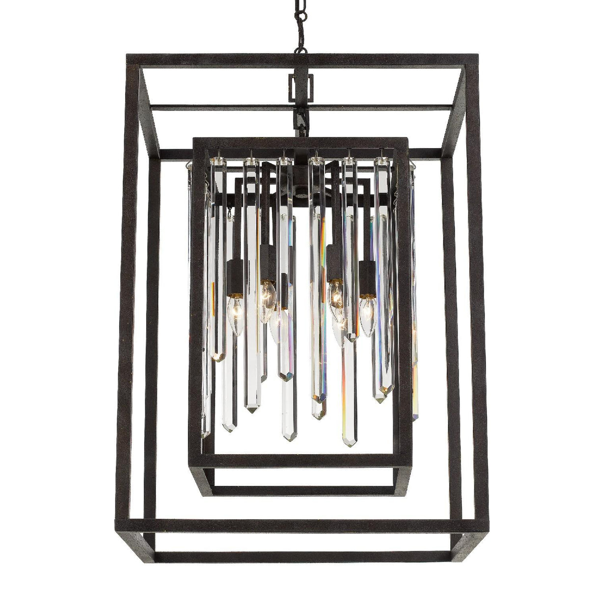 Crystorama Hollis 6 Light Forged Bronze Lantern Chandelier