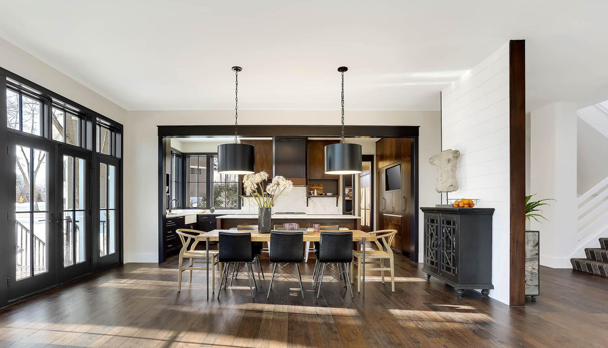 Crystorama Brian Patrick Flynn Alston 6 Light Matte Black + White Pendant