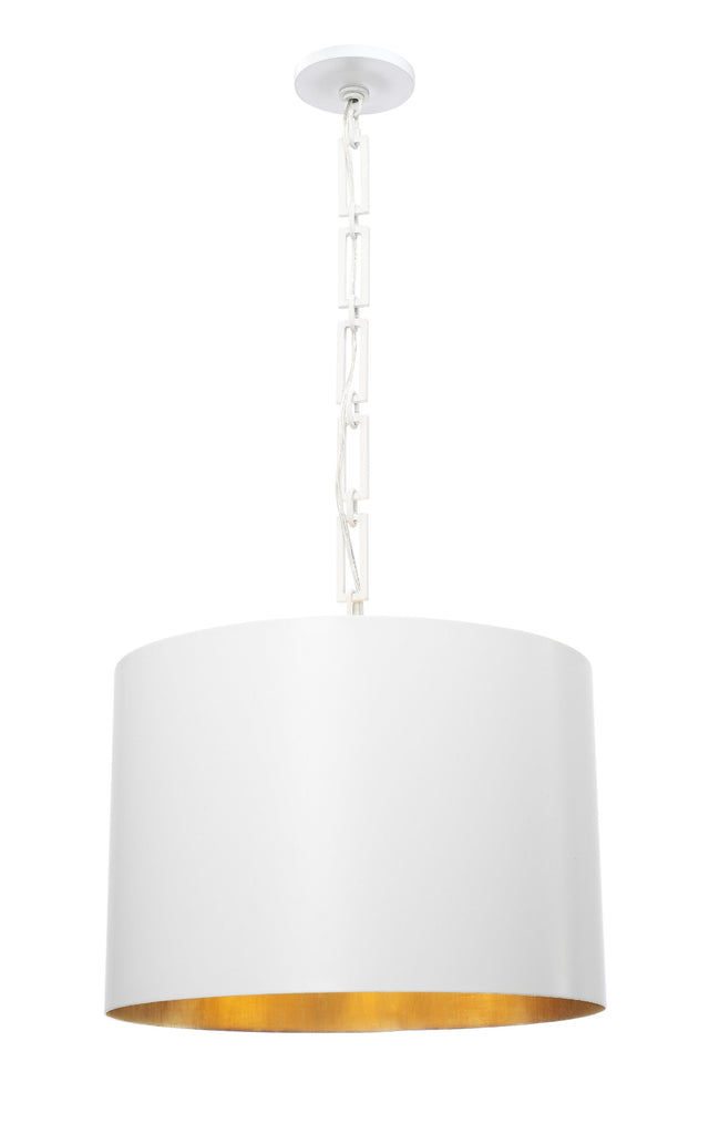 Crystorama Brian Patrick Flynn Alston 6 Light Matte White + Antique Gold Pendant