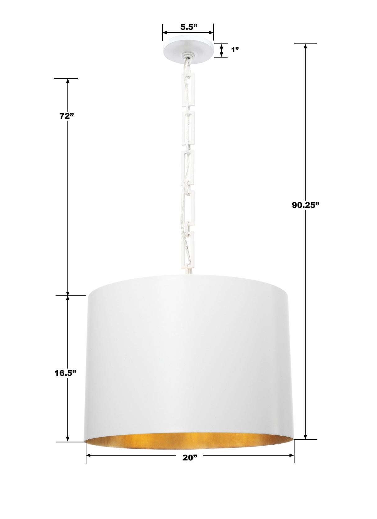 Crystorama Brian Patrick Flynn Alston 6 Light Matte White + Antique Gold Pendant