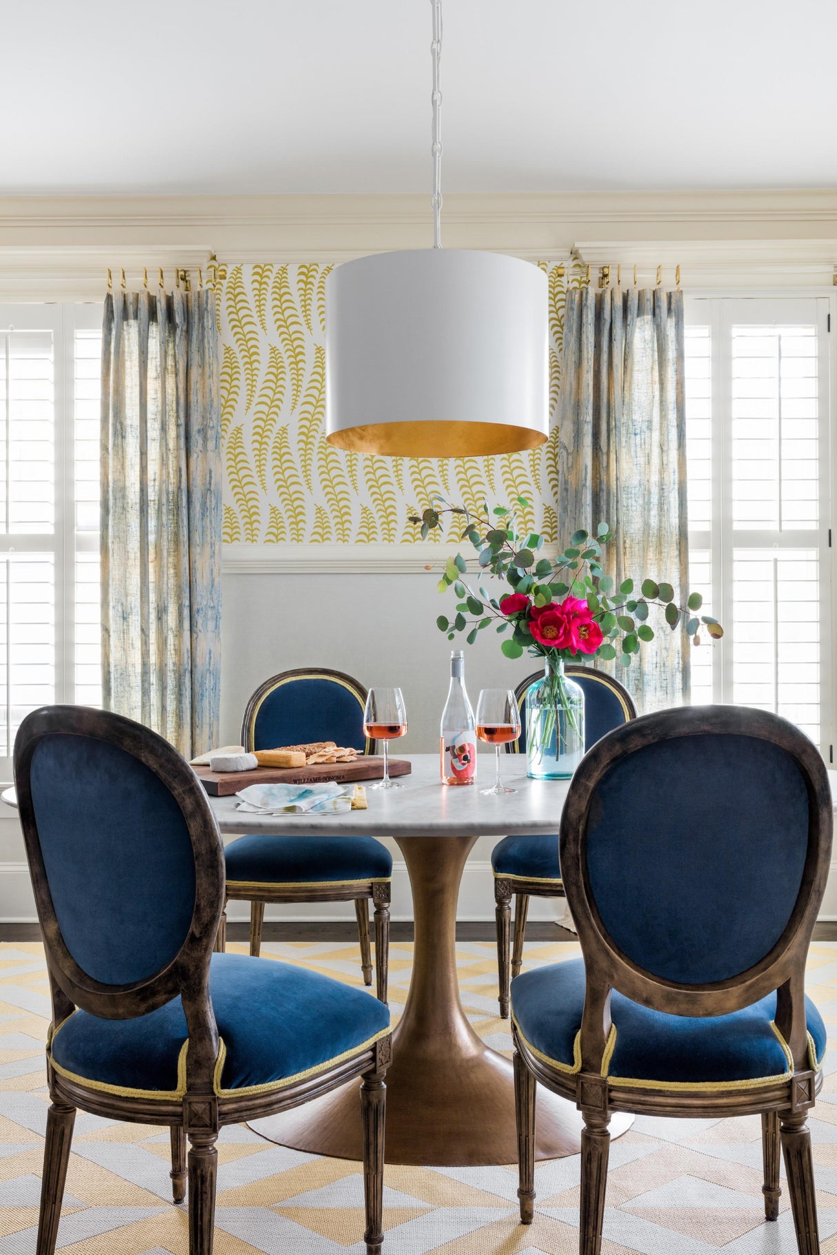 Crystorama Brian Patrick Flynn Alston 6 Light Matte White + Antique Gold Pendant