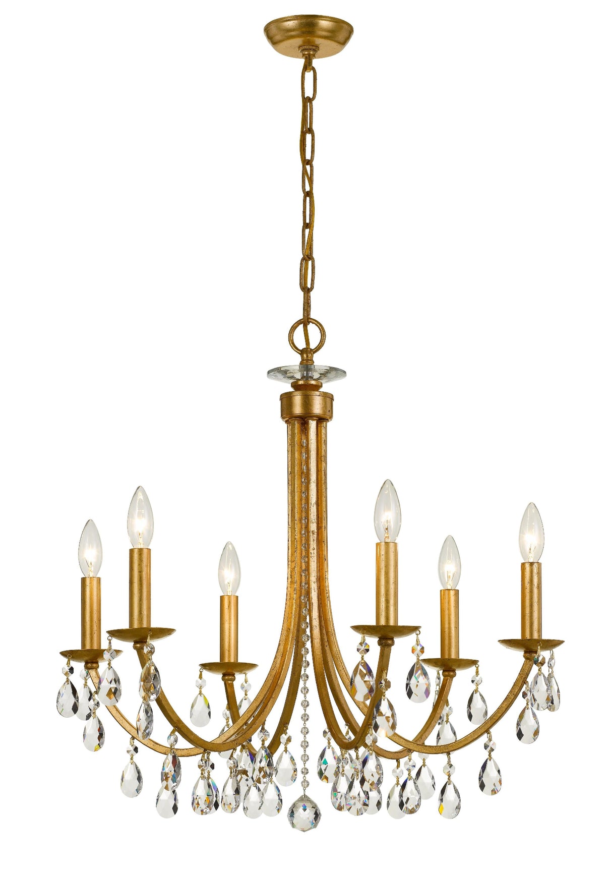 Crystorama Bridgehampton 6 Light Hand Cut Crystal Antique Gold Chandelier