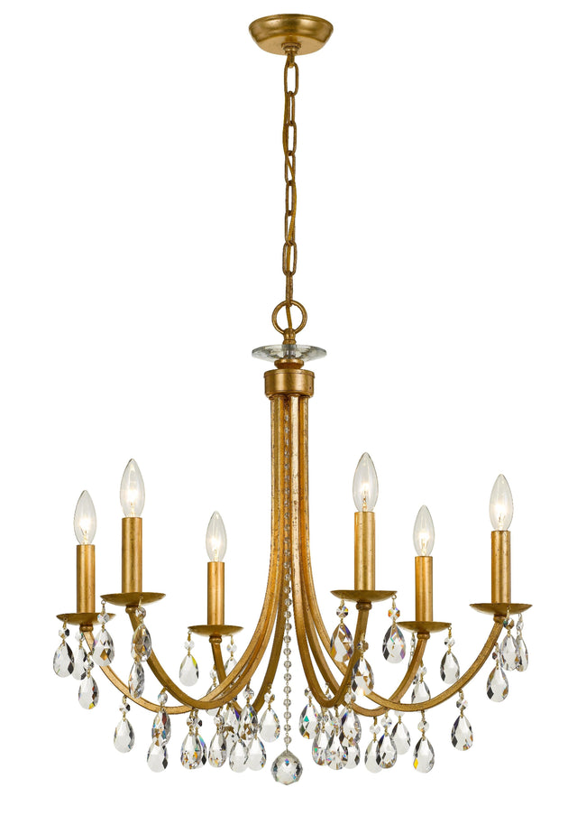 Crystorama Bridgehampton 6 Light Hand Cut Crystal Antique Gold Chandelier