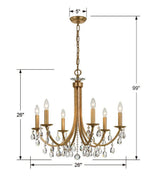 Crystorama Bridgehampton 6 Light Swarovski Strass Crystal Antique Gold Chandelier