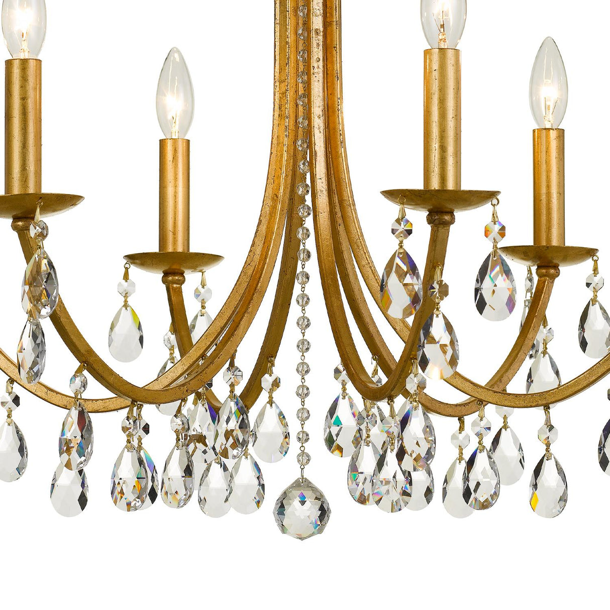 Crystorama Bridgehampton 6 Light Swarovski Strass Crystal Antique Gold Chandelier
