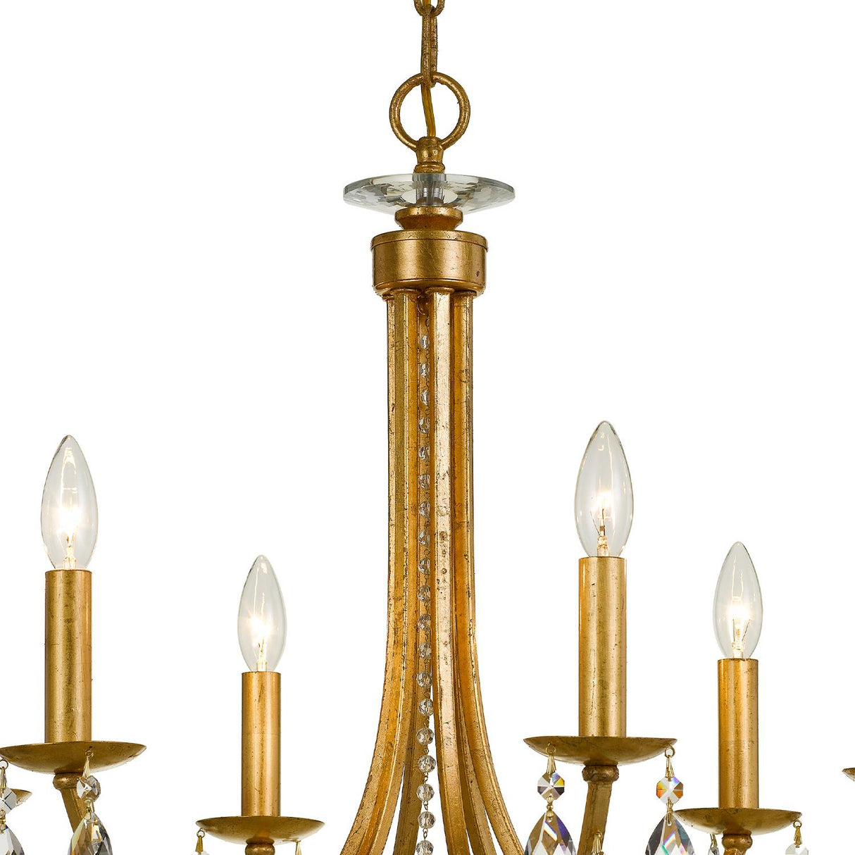 Crystorama Bridgehampton 6 Light Swarovski Strass Crystal Antique Gold Chandelier