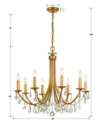 Crystorama Bridgehampton 8 Light Hand Cut Crystal Antique Gold Chandelier