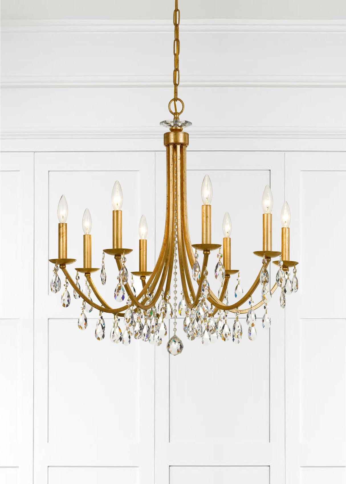 Crystorama Bridgehampton 8 Light Hand Cut Crystal Antique Gold Chandelier