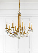 Crystorama Bridgehampton 8 Light Hand Cut Crystal Antique Gold Chandelier
