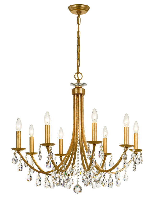 Crystorama Bridgehampton 8 Light Spectra Crystal Antique Gold Chandelier
