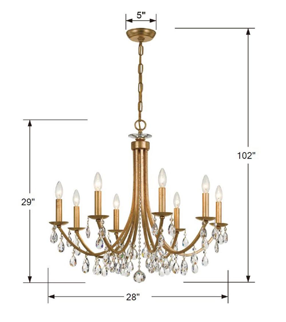 Crystorama Bridgehampton 8 Light Spectra Crystal Antique Gold Chandelier