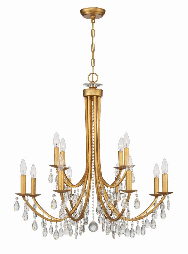 Crystorama Bridgehampton 12 Light Hand Cut Crystal Antique Gold Chandelier