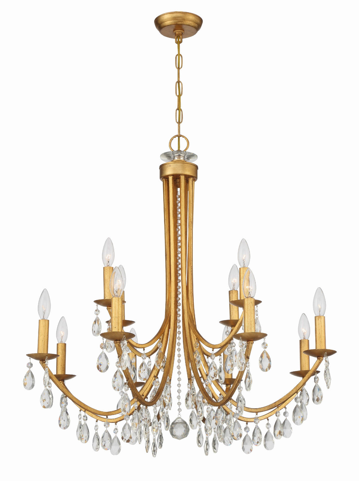 Crystorama Bridgehampton 12 Light Hand Cut Crystal Antique Gold Chandelier