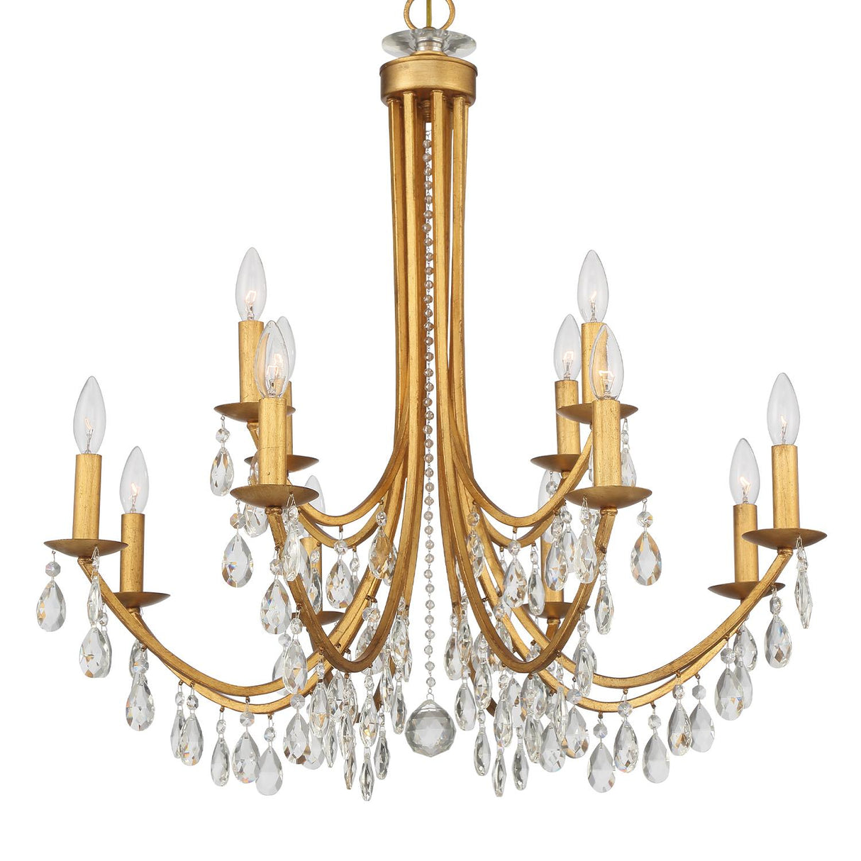 Crystorama Bridgehampton 12 Light Hand Cut Crystal Antique Gold Chandelier