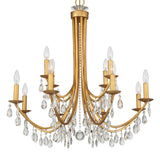 Crystorama Bridgehampton 12 Light Hand Cut Crystal Antique Gold Chandelier