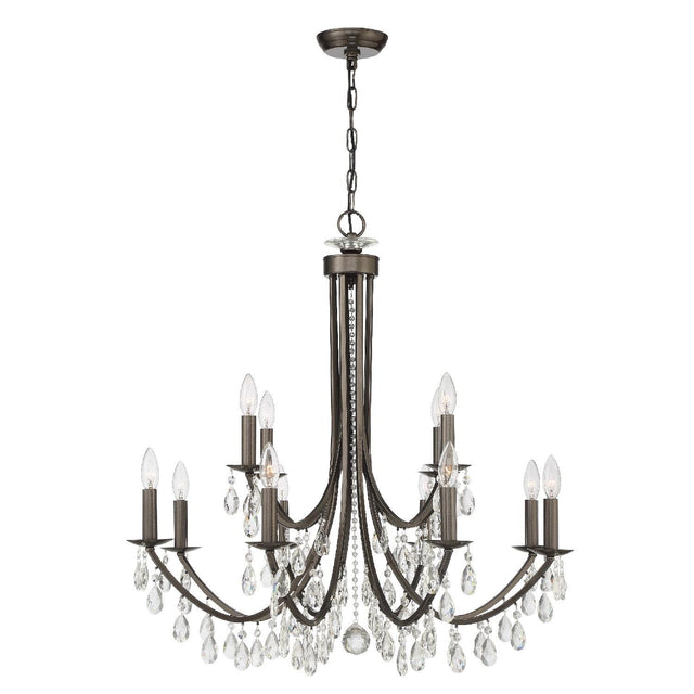 Crystorama Bridgehampton 12 Light Hand Cut Crystal Vibrant Bronze Chandelier
