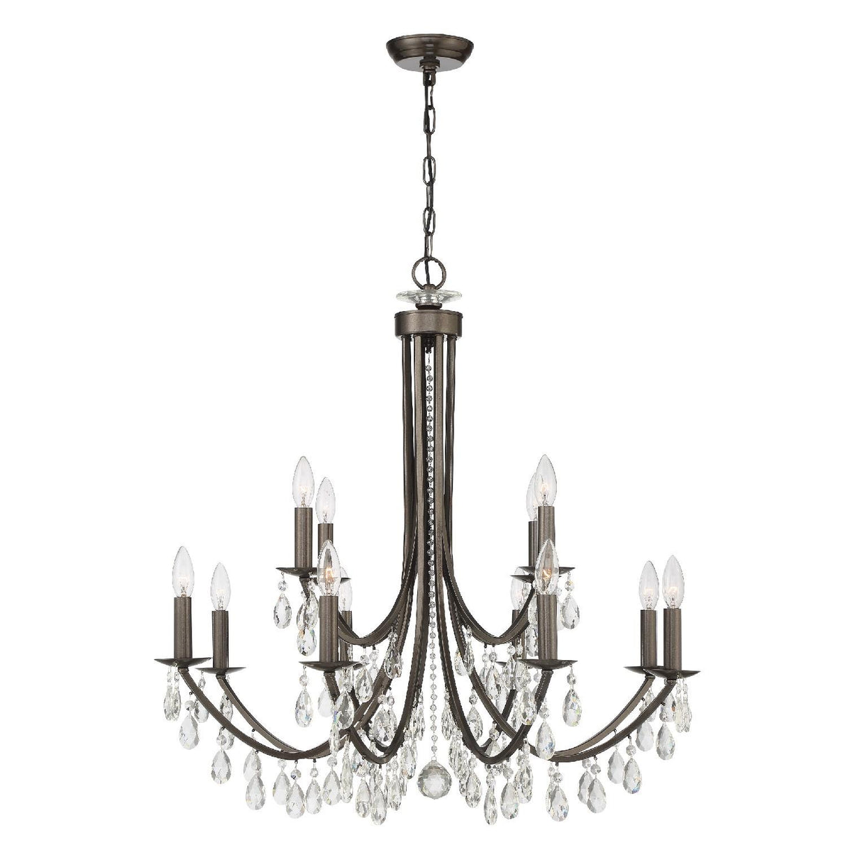 Crystorama Bridgehampton 12 Light Swarovski Strass Crystal Vibrant Bronze Chandelier