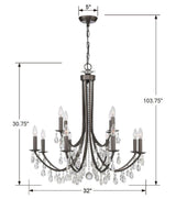 Crystorama Bridgehampton 12 Light Swarovski Strass Crystal Vibrant Bronze Chandelier