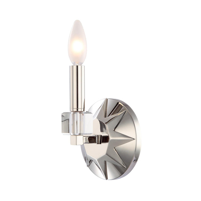 Crystorama Carson 1 Light Polished Nickel Sconce