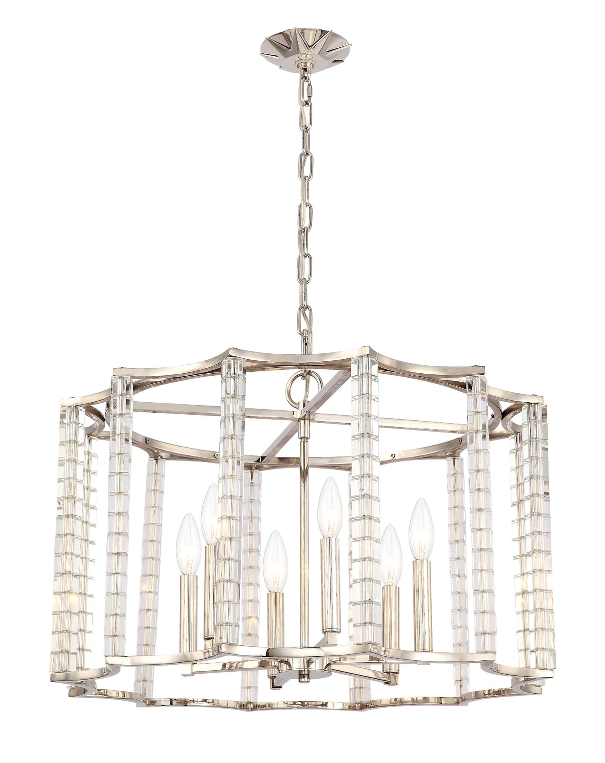 Crystorama Carson 6 Light Polished Nickel Lantern Chandelier