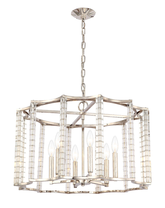 Crystorama Carson 6 Light Polished Nickel Lantern Chandelier