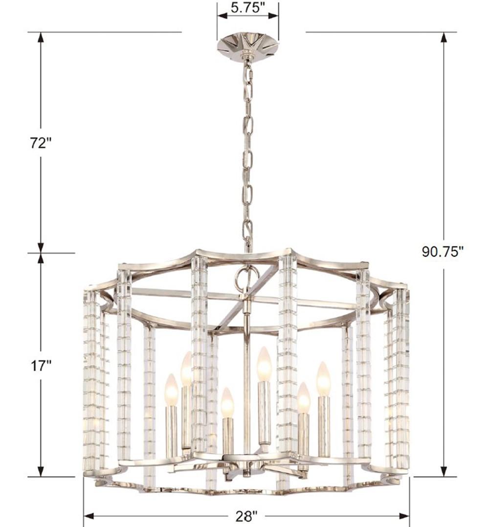 Crystorama Carson 6 Light Polished Nickel Lantern Chandelier