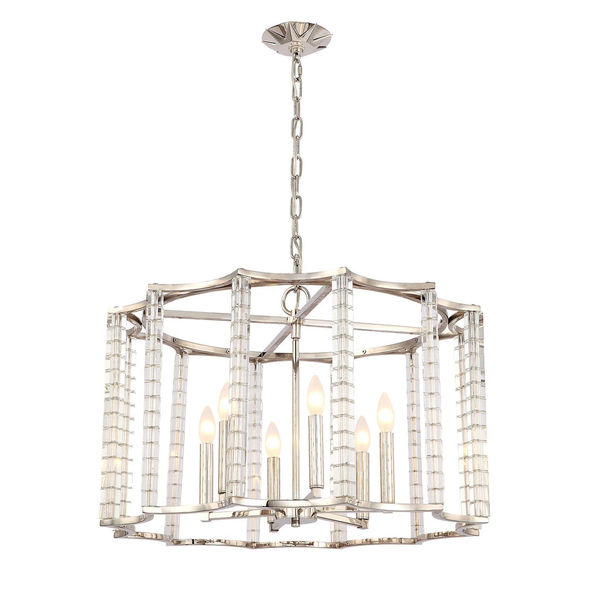 Crystorama Carson 6 Light Polished Nickel Lantern Chandelier