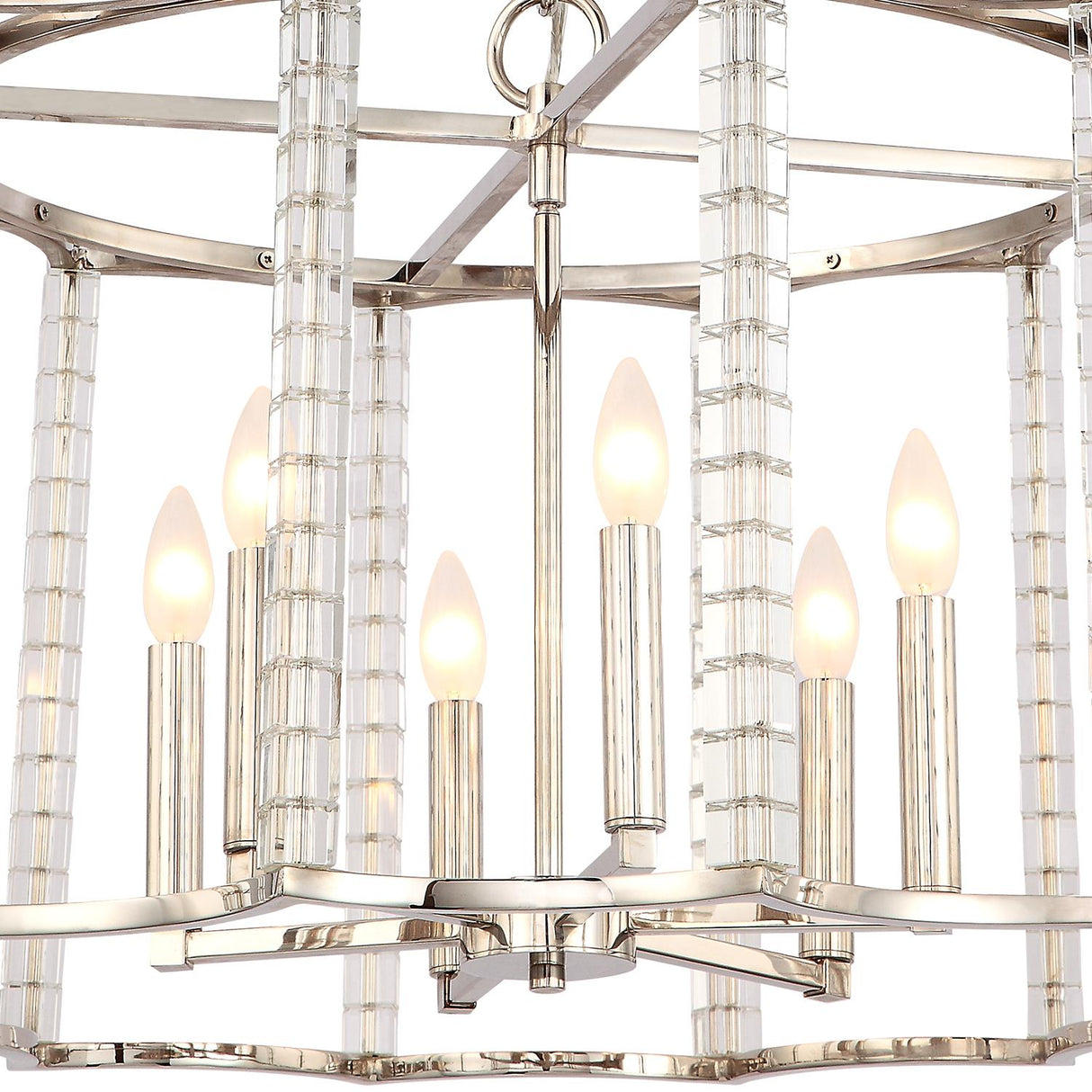 Crystorama Carson 6 Light Polished Nickel Lantern Chandelier
