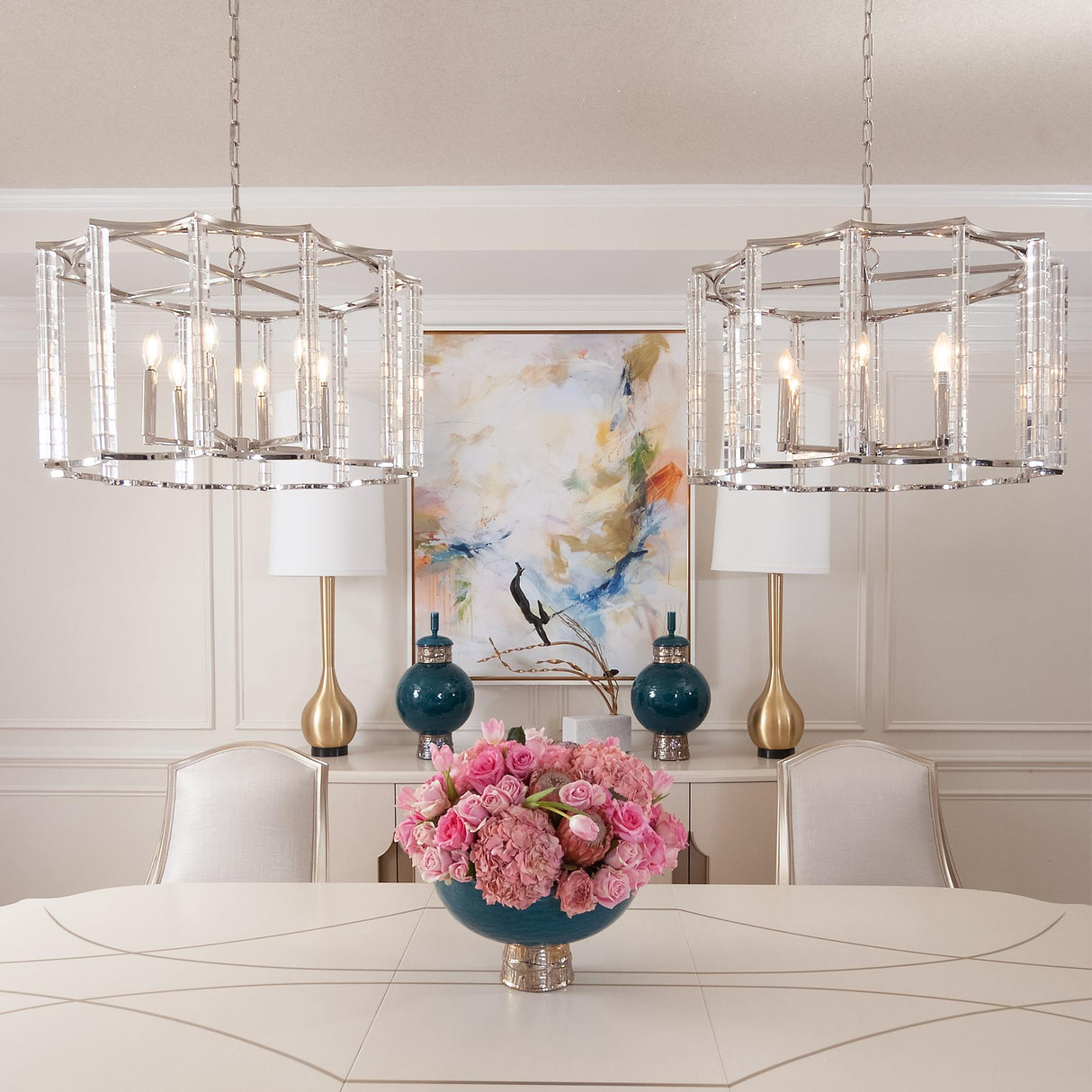 Crystorama Carson 6 Light Polished Nickel Lantern Chandelier