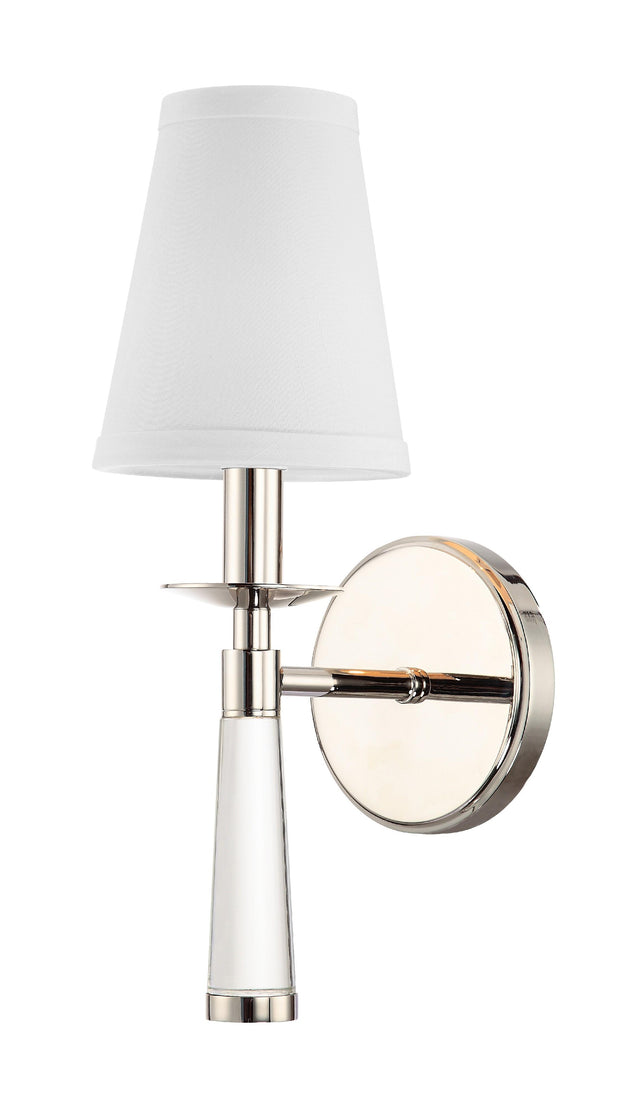 Crystorama Baxter 1 Light Polished Nickel Sconce