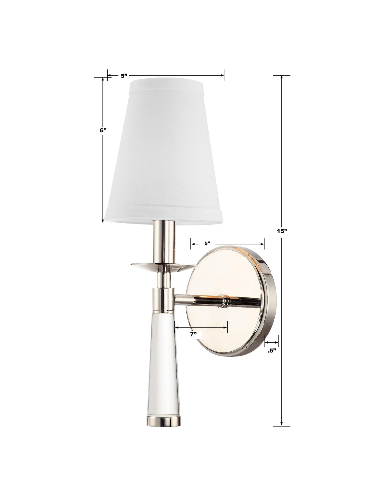 Crystorama Baxter 1 Light Polished Nickel Sconce
