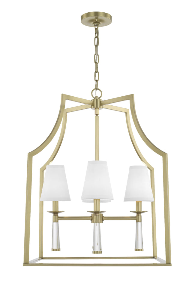 Crystorama Baxter 4 Light Aged Brass Lantern Chandelier