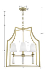 Crystorama Baxter 4 Light Aged Brass Lantern Chandelier