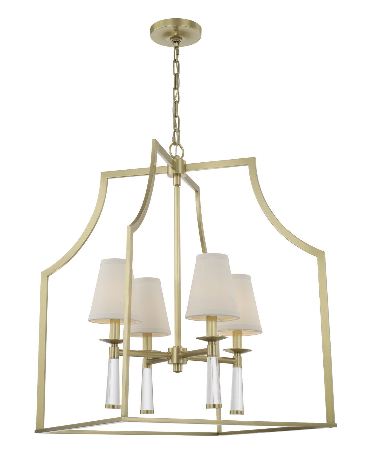 Crystorama Baxter 4 Light Aged Brass Lantern Chandelier