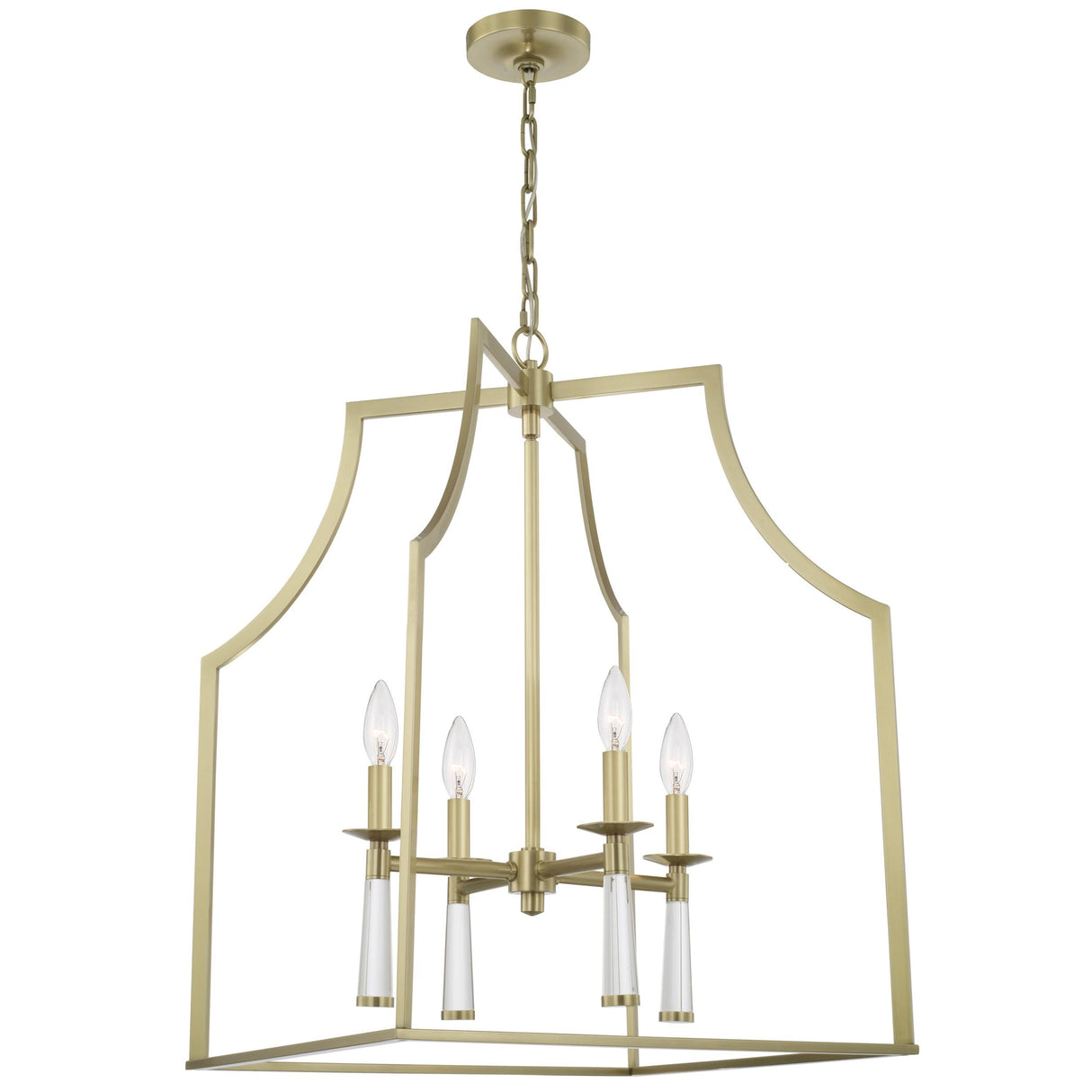 Crystorama Baxter 4 Light Aged Brass Lantern Chandelier