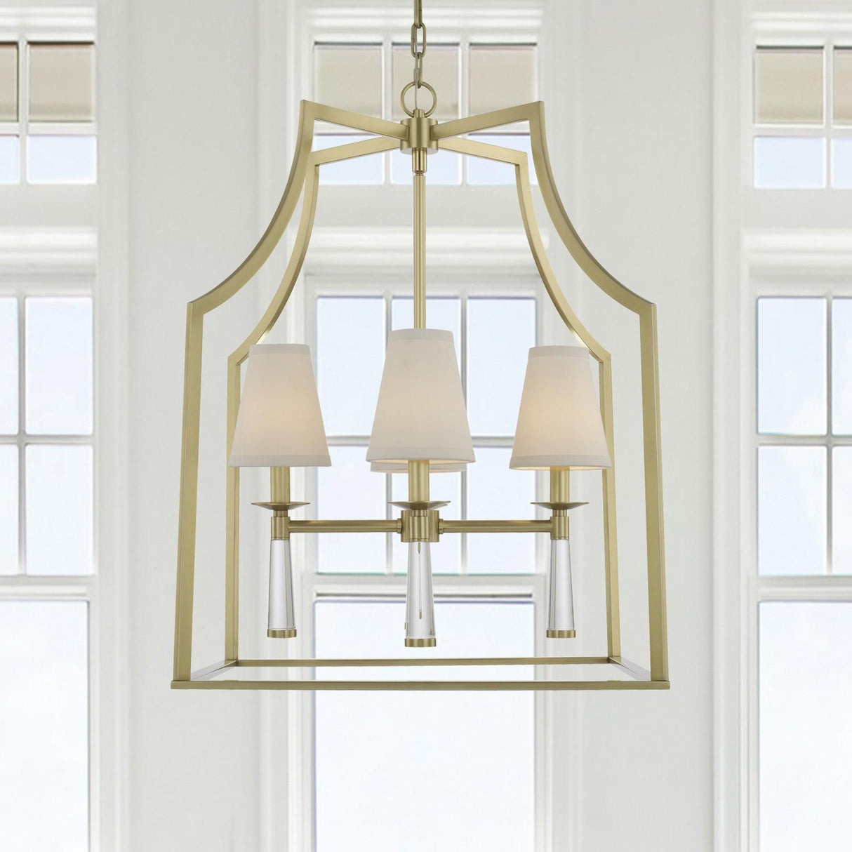 Crystorama Baxter 4 Light Aged Brass Lantern Chandelier