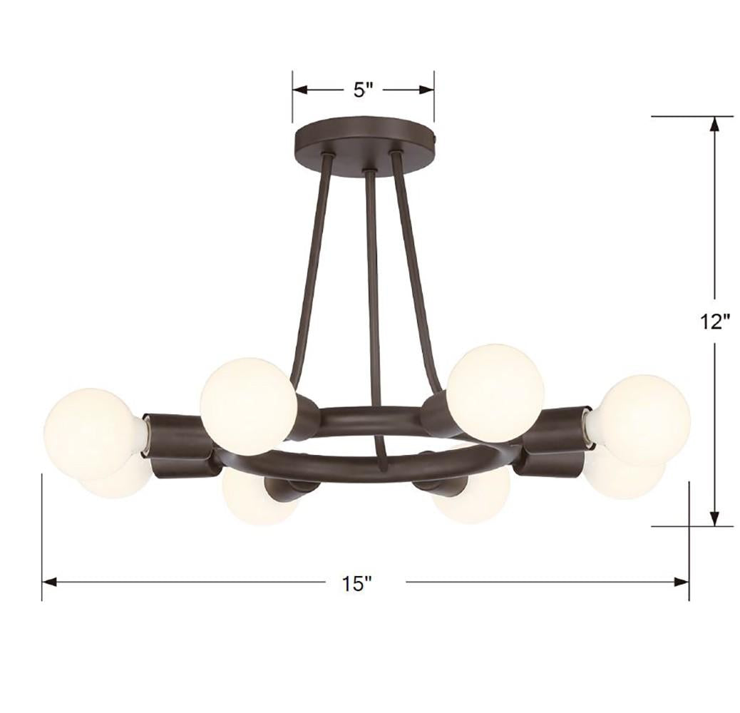 Crystorama Dakota 8 Light Charcoal Bronze Semi Flush Mount