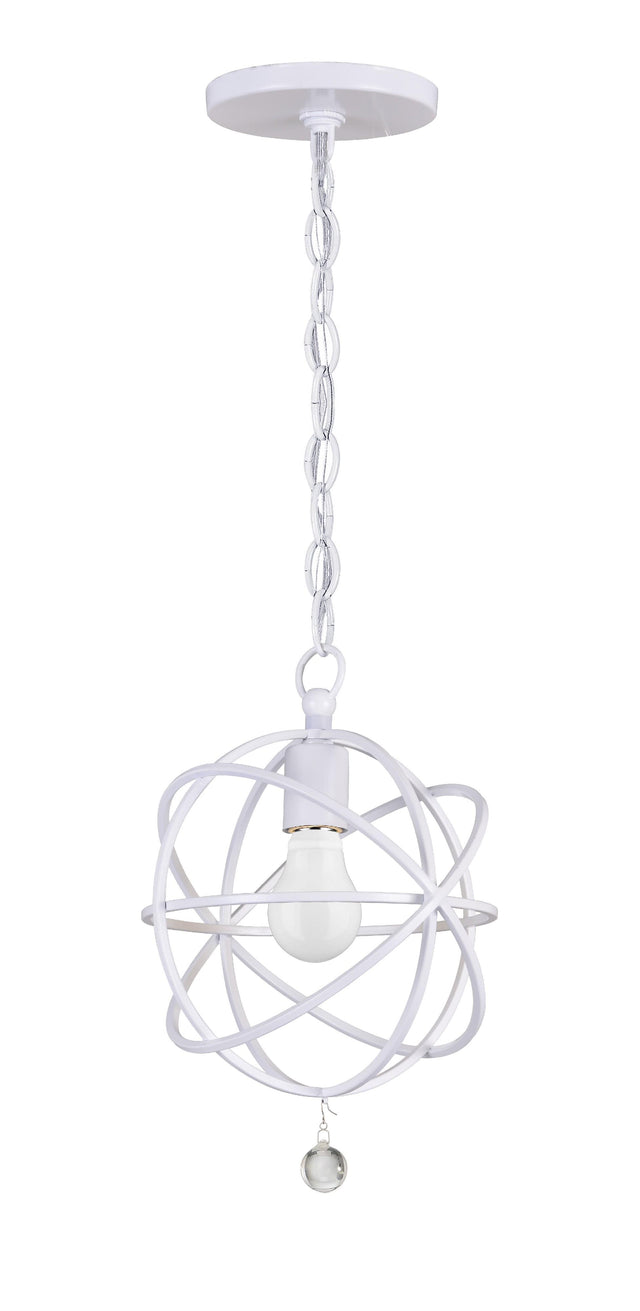 Crystorama Solaris 1 Light Wet White Mini Pendant
