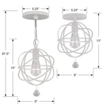 Crystorama Solaris 1 Light Wet White Mini Pendant