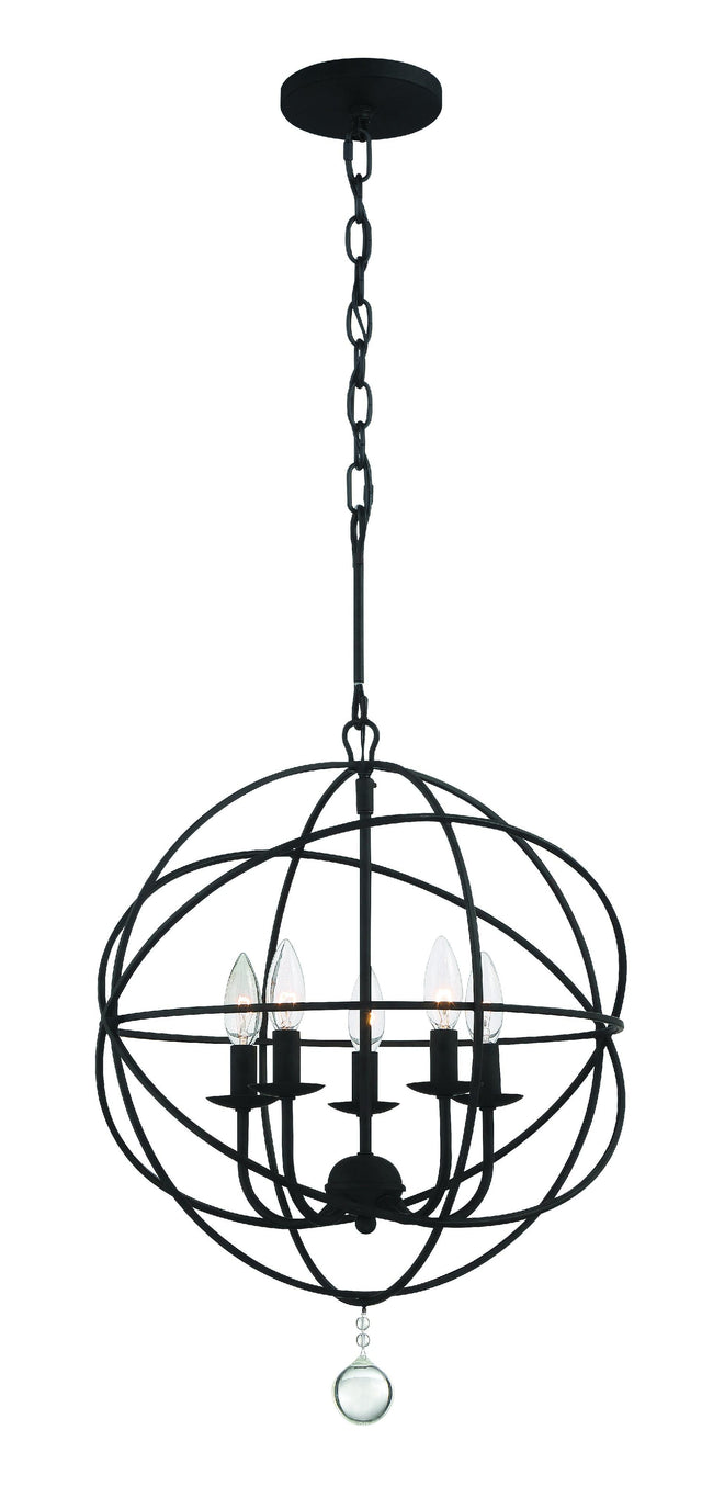 Crystorama Solaris 5 Light Black Mini Chandelier