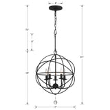 Crystorama Solaris 5 Light Black Mini Chandelier